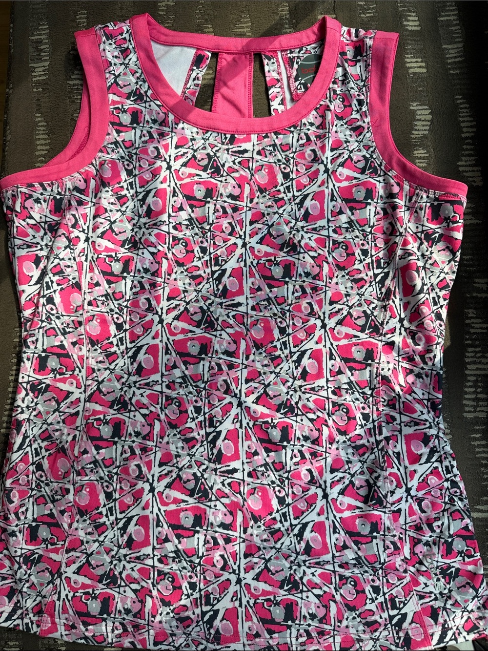 bolle Pink, White & Black Printed Athletic Tank